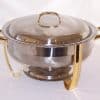 gold trimmed 8 quart round shallow chafing dish