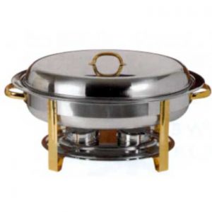 gold trimmed 6 quart oval chafing dish