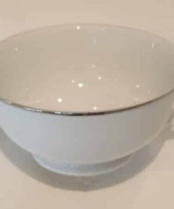 Bowl, White/Silver Bouillon Cup