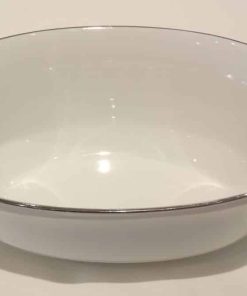 Bowl, White/Silver Deep Oval Vegatable