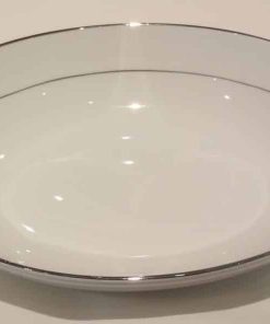 Bowl, White/Silver Shallow Oval Vegatable