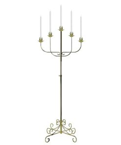 5 branch brass candelabra