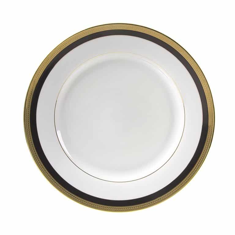 Rent black/gold dinner plates at All Seasons Rent All