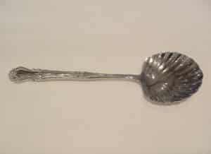 silver serving shell