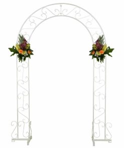 white metal wedding arch