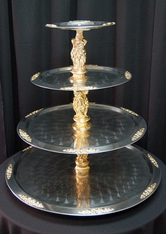 gold trimmed 4 tier tray