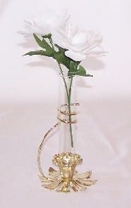 brass and glass bud vase