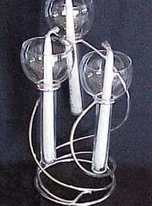 silver and glass candle holder
