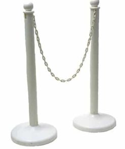 white plastic stanchions