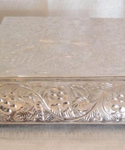 silver square cake stand 14"