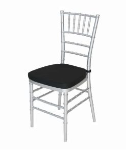 silver chivari chair with black cushion