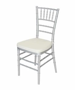 silver chivari chair with ivory cushion