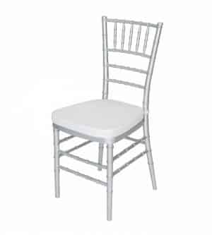 silver chivari chair with white pad