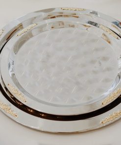 round tray with gold trim