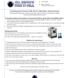 Continuous Freeze Soft Serve Machine Instructions